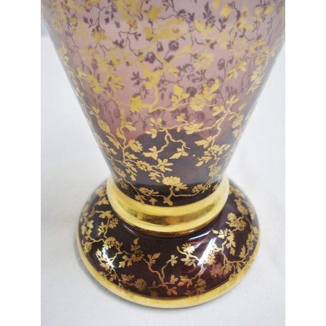 Mid-Century Modern Vecchia Murano Amethyst Glass Gold Flowers 9.5" Purple Bud Vase Kohler For Sale - Image 3 of 5
