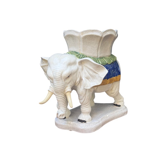 Late 20th Century Chinoiserie / Palm Beach Elephant Plant Stand For Sale - Image 10 of 12