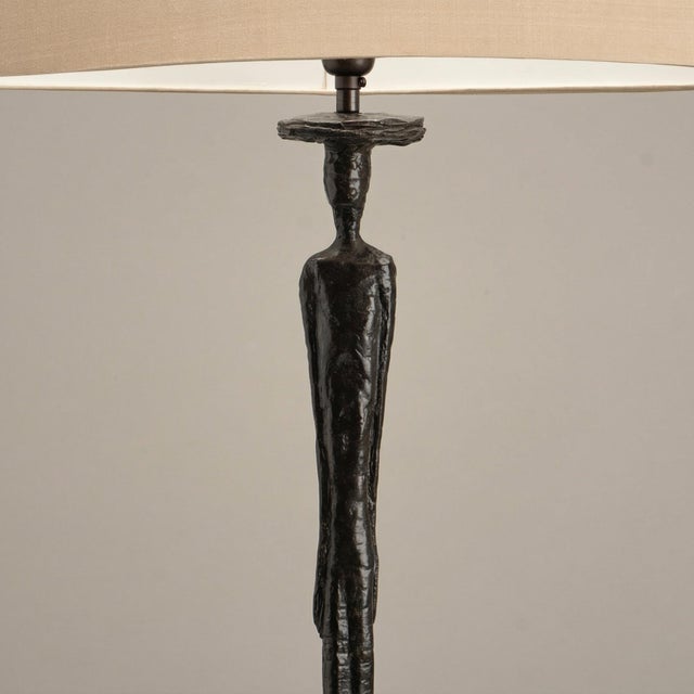 Giacometti Form Table Lamps in Bronze Finish by Porta Romana - Pair For Sale - Image 9 of 11