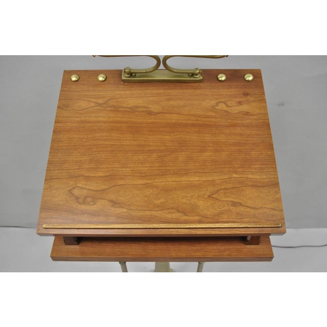 Gold Vintage Victorian Lighted Podium Metal Column Pedestal Base Lectern Book Stand For Sale - Image 8 of 18