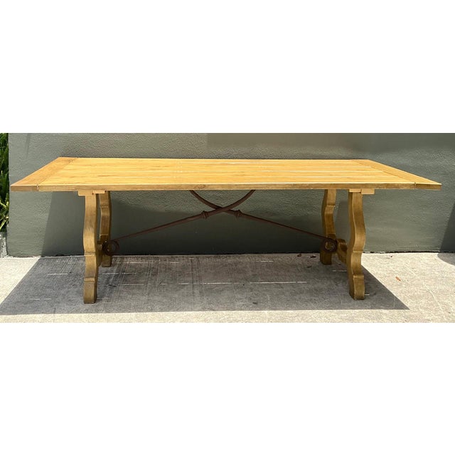 Vintage Wood Lyre Farmhouse Style Table For Sale - Image 4 of 18