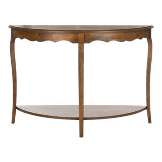 Richardson Demilune Console in Medium Brown For Sale