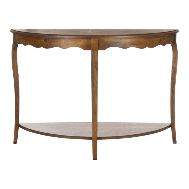 Richardson Demilune Console in Medium Brown For Sale
