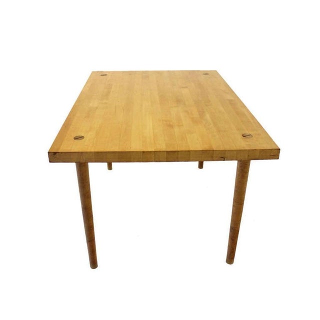 Wood Solid Maple 2" Thick Butcher Block Top Tapered Dowel Legs Writing Dining Table For Sale - Image 7 of 10