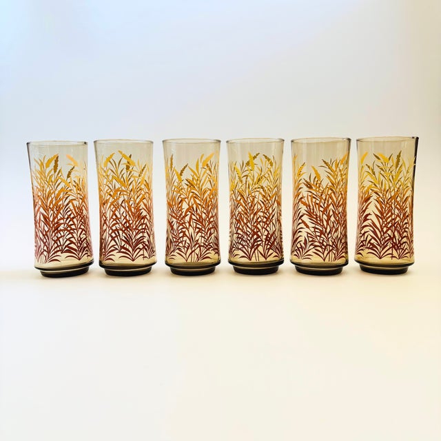 1970s Vintage Wheat Tumblers - Set of 6 For Sale - Image 4 of 10