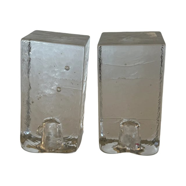 1980s Scandinavian Brutalist–Postmodern Iron & Ice Glass Candle Holders For Sale In West Palm - Image 6 of 7
