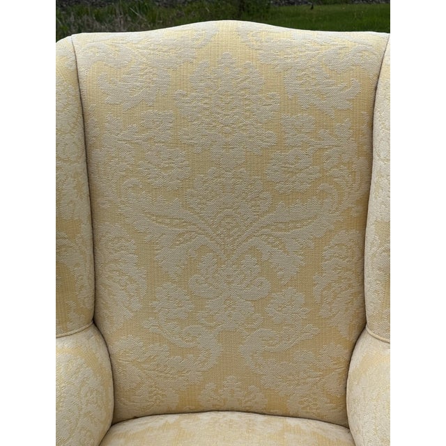 Late 20th Century Damask Upholstered Wingback Chair For Sale - Image 9 of 11
