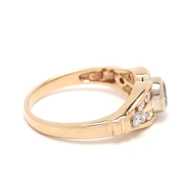 Early 21st Century 0.70ctw Diamond Bezel Ring, 14k Yellow Gold, Ring Size 5.5 For Sale - Image 5 of 6