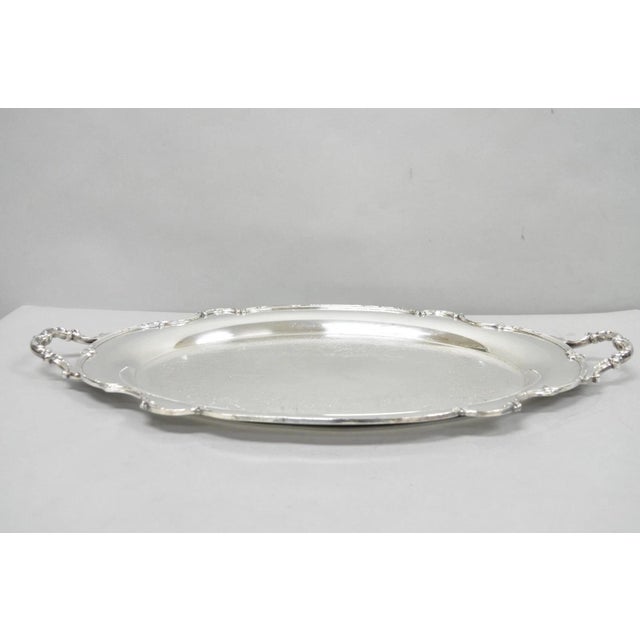 Vintage 1847 Rogers Bros "Reflection" Silver Plated Oval Serving Platter Tray For Sale - Image 13 of 14