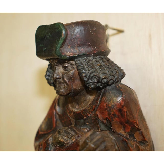 Antique Black Forest Hand-Carved and Painted Whip Hook, 1880 For Sale - Image 4 of 15