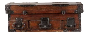 Rare Inscribed Japanese Wood Chest Zenibako on Custom Stand