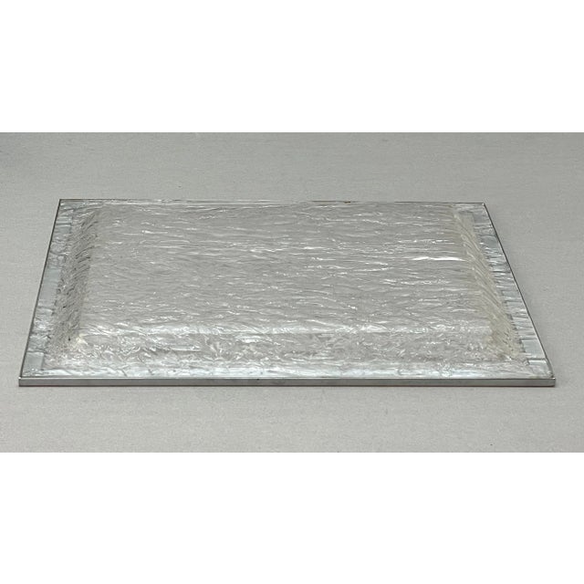 Mid-Century Italian Crystal Acrylic Glass and Chrome Tray, 1970s For Sale - Image 15 of 17