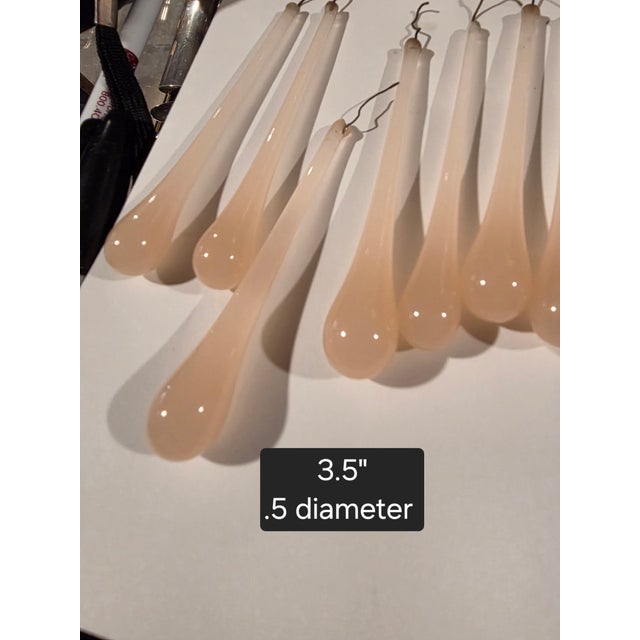 Shabby Chic Set of Eight Small Antique Pink Opaline Murano Glass Drops For Sale - Image 3 of 4