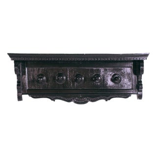 Carved Ebonized Walnut Wall Rack by Dini & Puccini, Cascina, Tuscany, Italy, 1900s For Sale