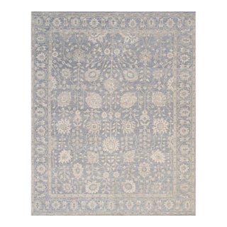 Pasargad Home Oushak Blue Wool Area Rug, 7'10'' X 9'10'' For Sale