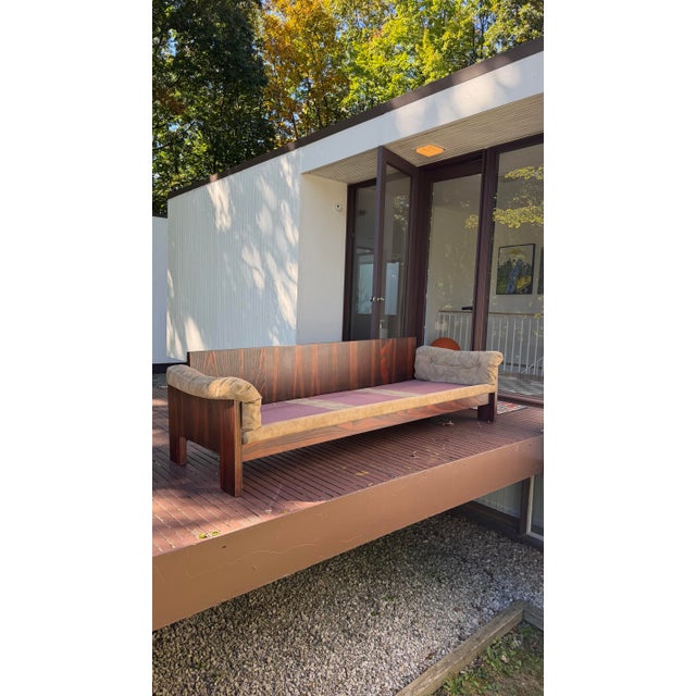 We are very pleased to offer this striking vintage sofa by Milo Baughman, circa 1967. Featuring a beautifully grained...