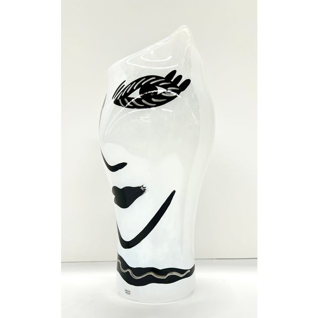 Kosta Boda Hand Painted Open Minds Glass Vase Designed By Ulrica Hydman Vallien - Made In Sweden With its dramatic black...