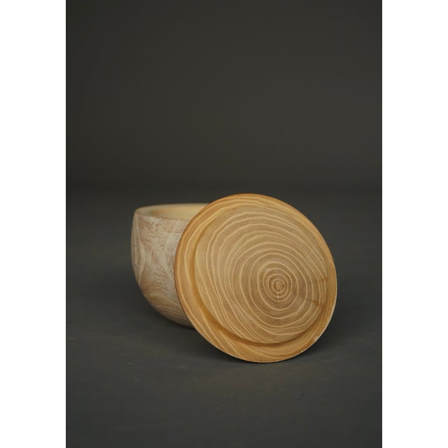 Wood Lidded Vessel in Turned Elm Wood by Maria Van Kesteren, 1970s For Sale - Image 7 of 12