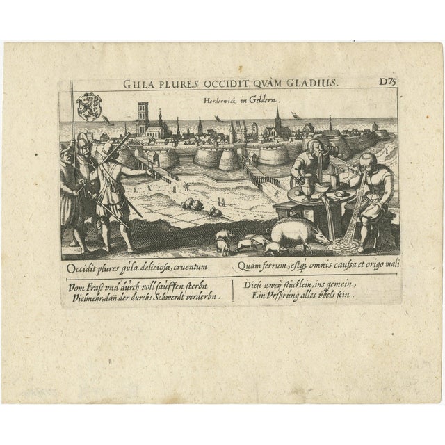 Daniel Meisner and Eberhard Kieser, Gluttony Kills More Than the Sword, 1625, Engraving For Sale