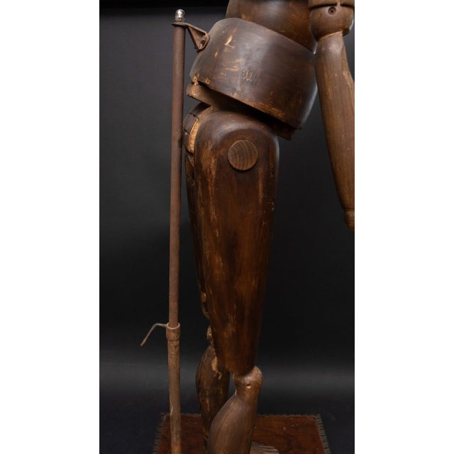 1900 - 1909 Early 20th Century Carved Wood Mannequin on Carved Wood Base For Sale - Image 5 of 6