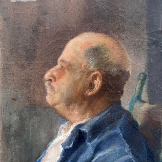 1980s Original Signed Oil Portrait of Old John Francis by Grace B. Etheredge For Sale - Image 5 of 12
