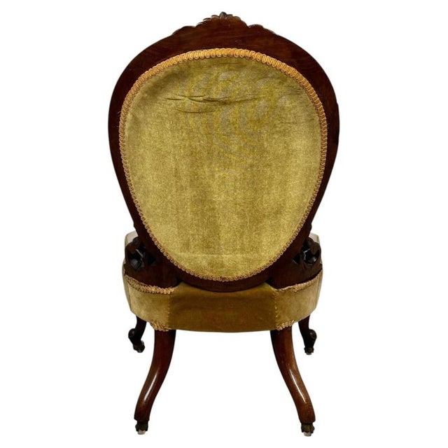 Gold 19th Century Victorian Walnut Armchair For Sale - Image 8 of 13