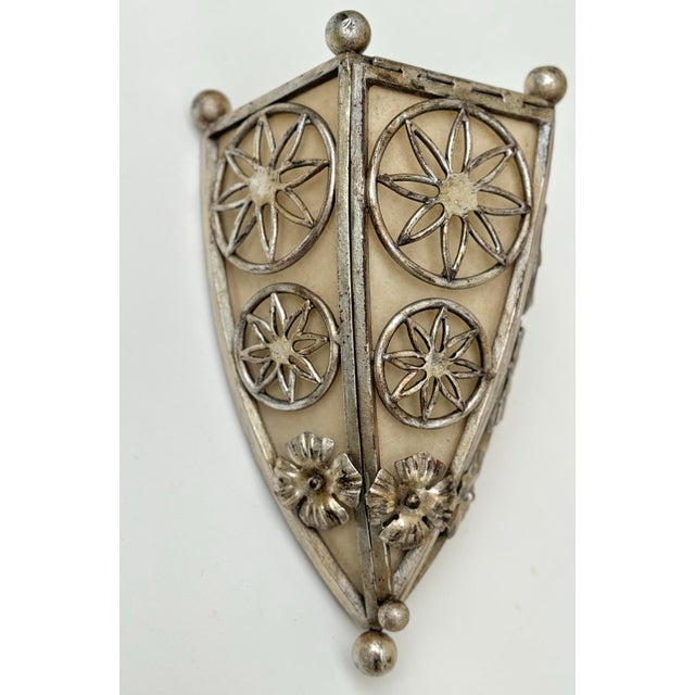 Art Deco Paul Ferrante Art Deco Style Sconce, Iron and Silver Gilt Wall Light For Sale - Image 3 of 11