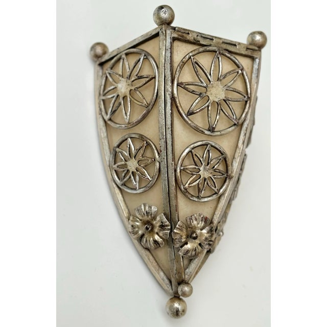 Art Deco Wall Sconce: Paul Ferrante Vintage Art Deco Style Sconce, Iron and Silver Gilt Wall Light For Sale - Image 3 of 11