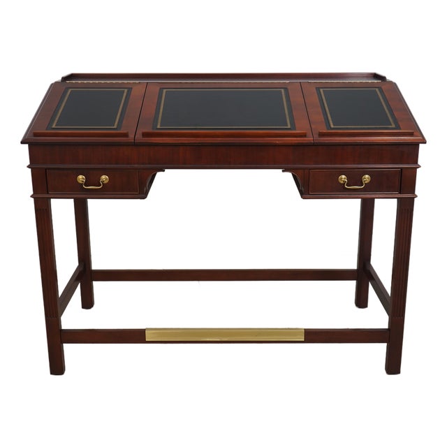 Jofco Mahogany Inlaid Bankers Architects Desk For Sale
