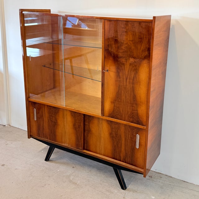Vintage High-Gloss Highboard with Display Cabinet, 1970s For Sale - Image 3 of 16