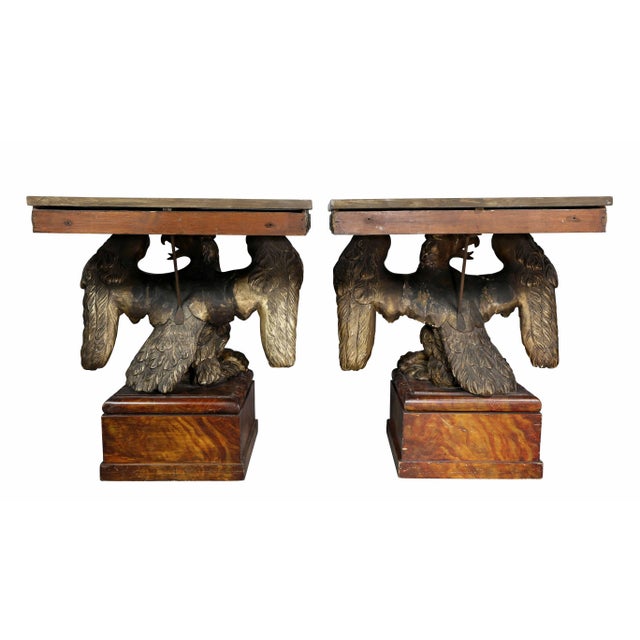 George II Style Giltwood and Grey Marble Eagle Console Tables - a Pair For Sale - Image 9 of 10