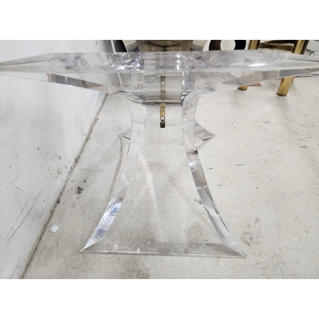 Metal MCM Lucite Dining Center Side Table Base Hollywood Regency by Lion in Frost For Sale - Image 7 of 12
