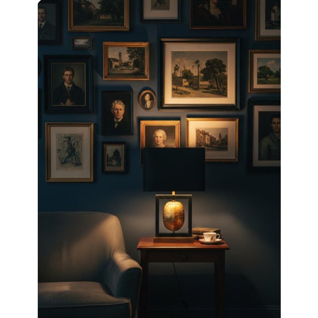 Contemporary Gold Turtle Modern Style Black Rectangular Lamp Shade Table Lamp For Sale - Image 15 of 15