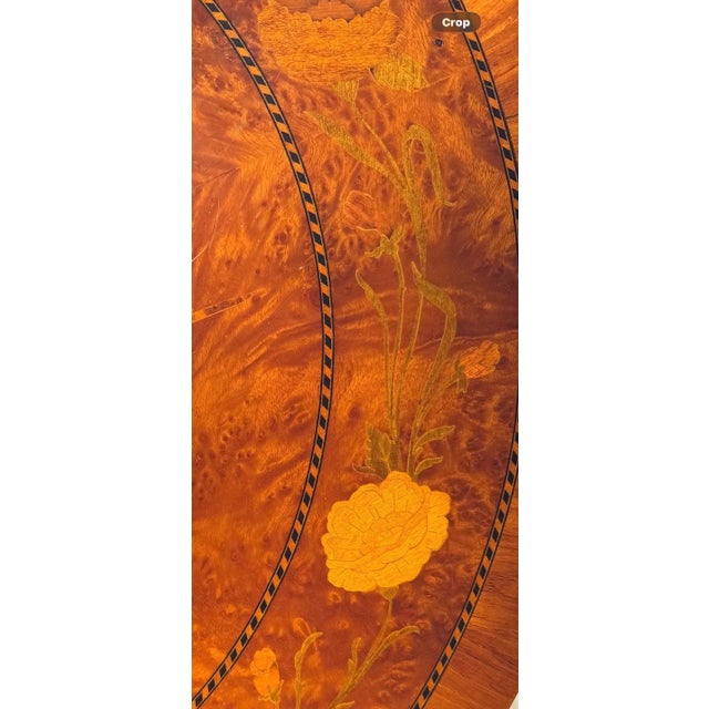 Italian Marquetry Burlwood Center Table With Custom Glass Top For Sale - Image 11 of 17