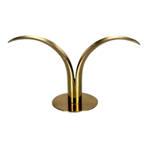 Mid-Century Modern Sculpted Brass Swedish Lily Candle Holder by Ivar Ålenius Björk
