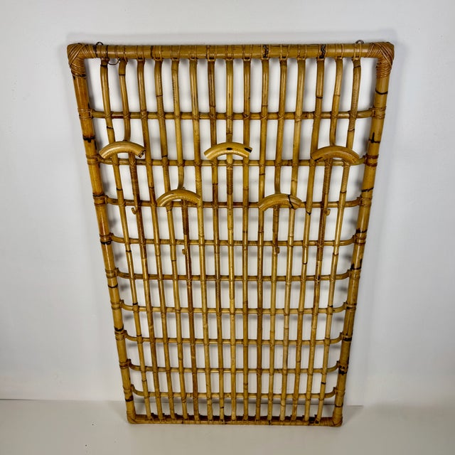 Mid-Century Italian Bamboo Wall Coat Rack, 1960s For Sale - Image 4 of 10