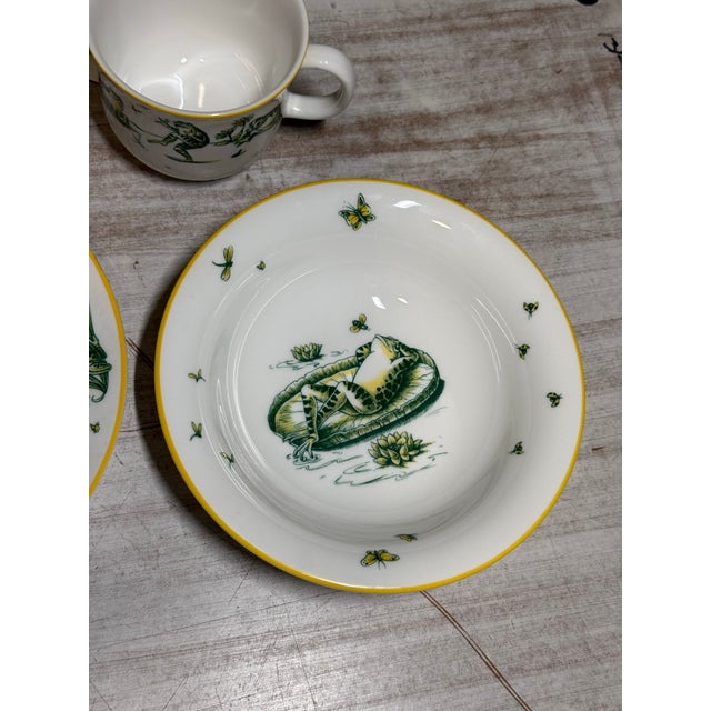 Tiffany and Co. Tiffany & Co Bone China 3 Piece Child’s Dining Set “Pond” Pattern For Sale - Image 4 of 12