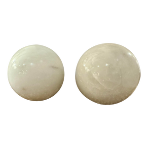 White Marble Spheres, Pair