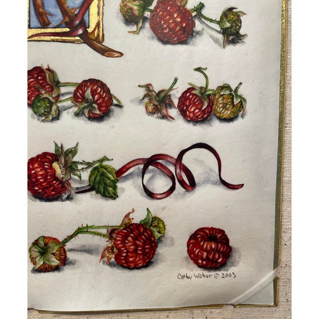 2003 Cathy Weber Raspberry Object Poem Painting Framed For Sale - Image 6 of 7