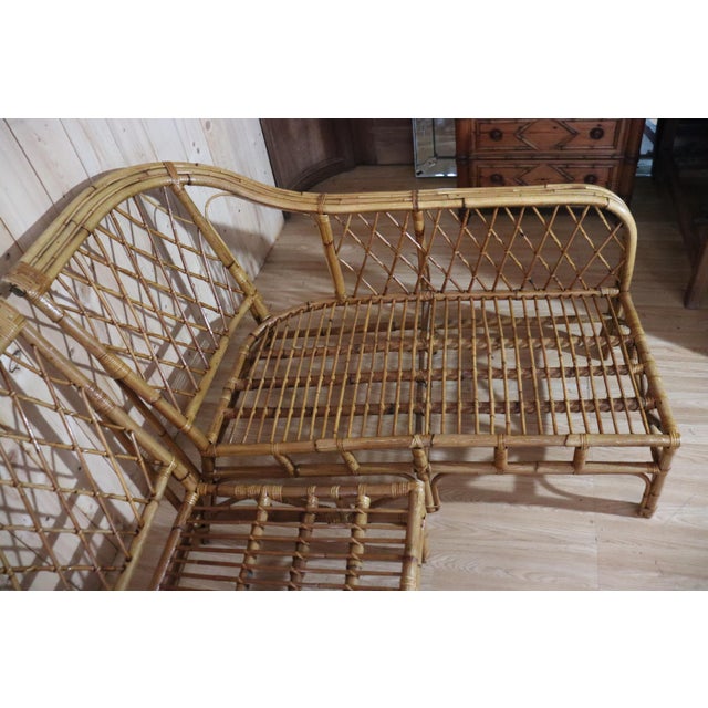 1970s Set of Vintage Rattan Corner Sofa, 1970s For Sale - Image 5 of 16