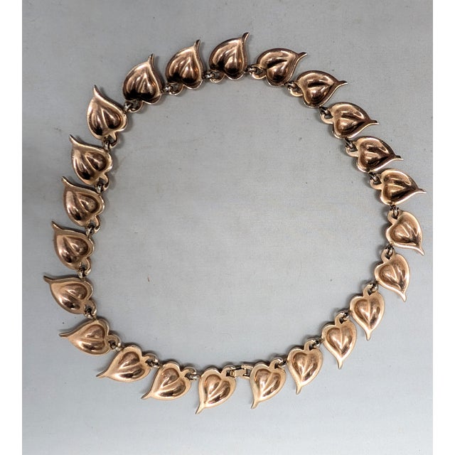 Vintage 1938 Signed Crown Trifari Alfred Philippe Goldtone Leaf Link Collar Necklace For Sale - Image 10 of 11