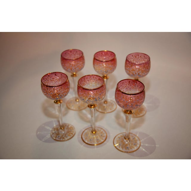 Glass Early 20th Century Moser Glass Goblets- Set of 6 For Sale - Image 7 of 7