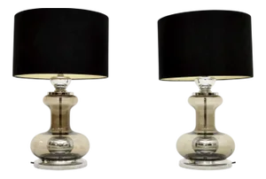 Vintage French Glass and Chrome Table Lamps, 1970s, Set of 2