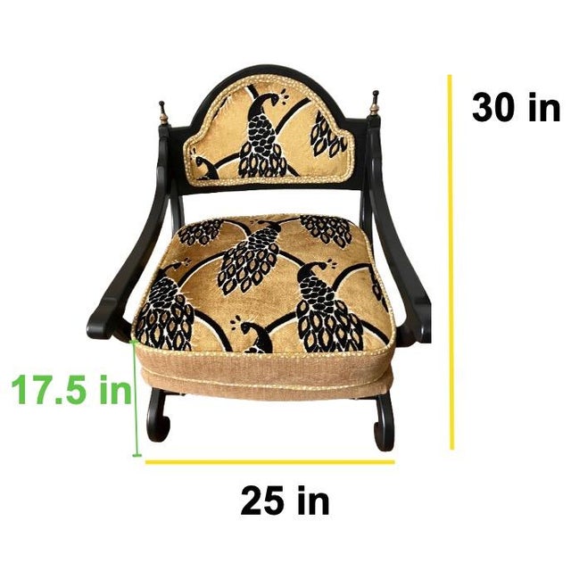 Vintage Hollywood Regency Lounge Chair – Gold & Black Designer Upholstery For Sale - Image 16 of 16