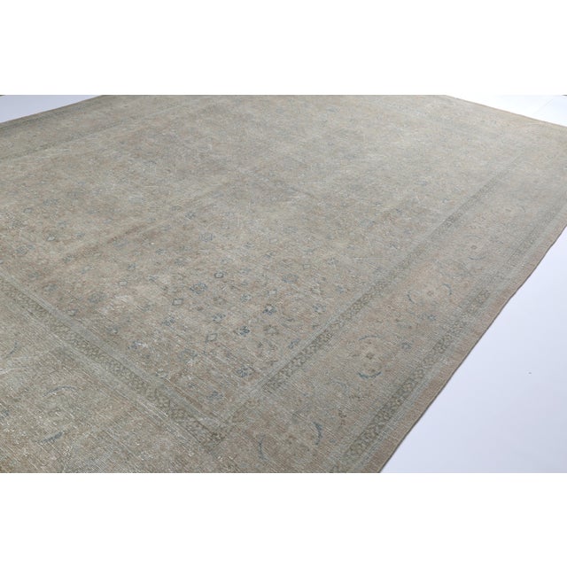 Mid 20th Century Oversized Tabriz Rug – Soft Neutral Palette & Faded Tribal Detailing -9' 6'' X 11' 7'' For Sale - Image 4 of 10