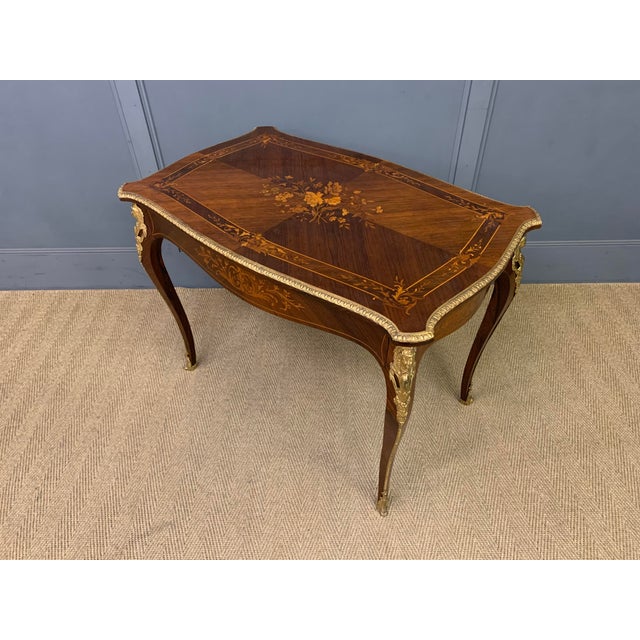 Inlaid Rosewood Floral Marquetry Table, 1880 For Sale - Image 6 of 15