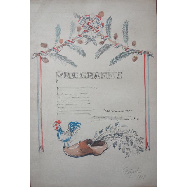 Gustave Poetzsch, Programme, 1918, Watercolour For Sale