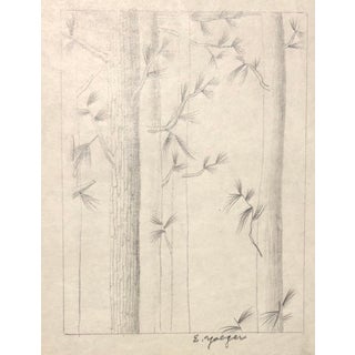 1970s Edgar Yaeger Modern Forest Drawing For Sale