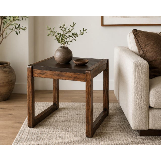 Mid-Century Modern Vintage Mid-Century Modern Architectural Cube End Table in Tobacco Walnut For Sale - Image 3 of 3