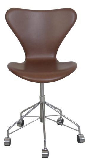 Model 3117 Office Chair in Mokka Leather by Arne Jacobsen, 1980s